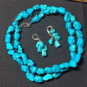 Natural Turquoise necklace and earrings set